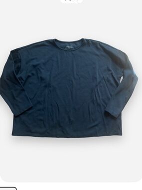 Eileen Fisher Navy Long-Sleeve Crew Neck Tee